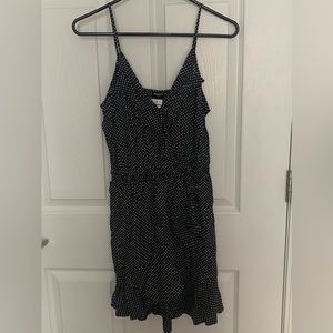 Express Strappy Polka Dot Ruffle Wrap Dress